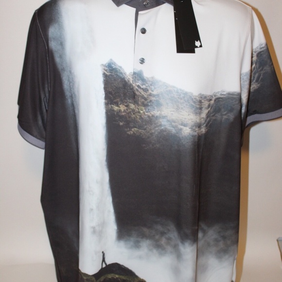 Greyson Golf Arctic Rocks Edge Polo Shirt Waterfall Print Mens Size L $118 NEW - Picture 3 of 7